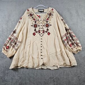 Vintage Collection Embroidered Western Tunic Top XL NEW Boho Flowy